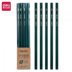 得力(deli)经典绿杆学生HB铅笔六角笔杆素描绘图铅笔 10支33311