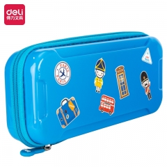 得力(deli)大容量学生笔袋 创意DIY贴纸铅笔盒文具盒 浅蓝色66868